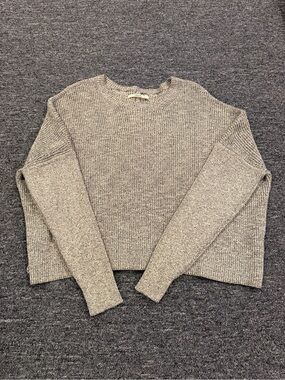 J Brand Marled Knit Cropped Sweater Neutral Chunky Knit Size L